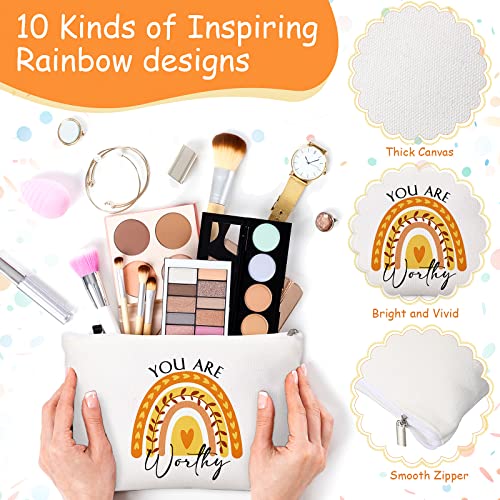 Inbagi 10 Set Inspirational Gifts Bulk for Women with 10 Keychains and 10 Bags Thank You Employee Appreciation for Adults4