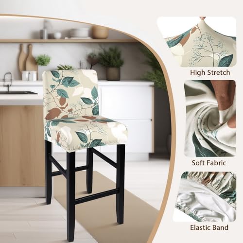 Image of SearchI Bar Stool Covers Set of 4, Stretch Washable Barstool Seat Covers, Counter Height Chair Covers for Kitchen Dining Room Cafe (Multiple Foliage)