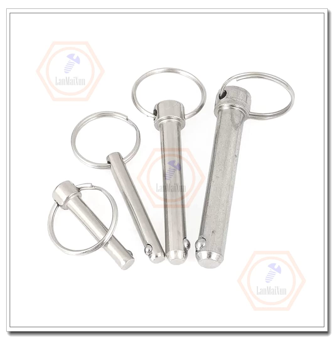 3 Stück φ10mm×120mm 304 Edelstahl Ball Locking Bolzen Folding Pin Sicherheitsbolzen Edelstahl Folding Bolzen Ring Bolzen Folding Pin mit Ring