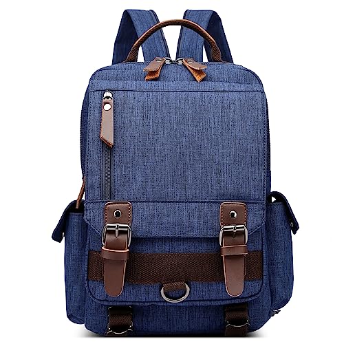 Classico Zaino Uomo Vintage Borsa sul Petto per 10.9 Pollici iPad con Maniglia a Tracolla Convertibile per Viaggio Casuale Shopping Impermeabile Monospalla Backpack Blu