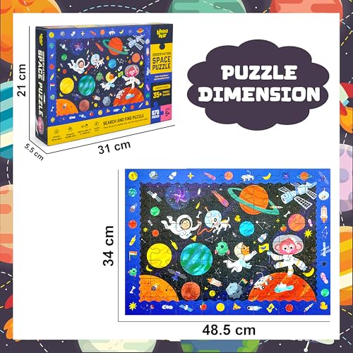 Image of VGRASSP 70 Pcs Space Solar System Theme Interlocking Puzzle Toy for Kids - Educational Search, Find and Connect Jigsaw Brain Booster Learning Activity Gift - Color As Per Stock