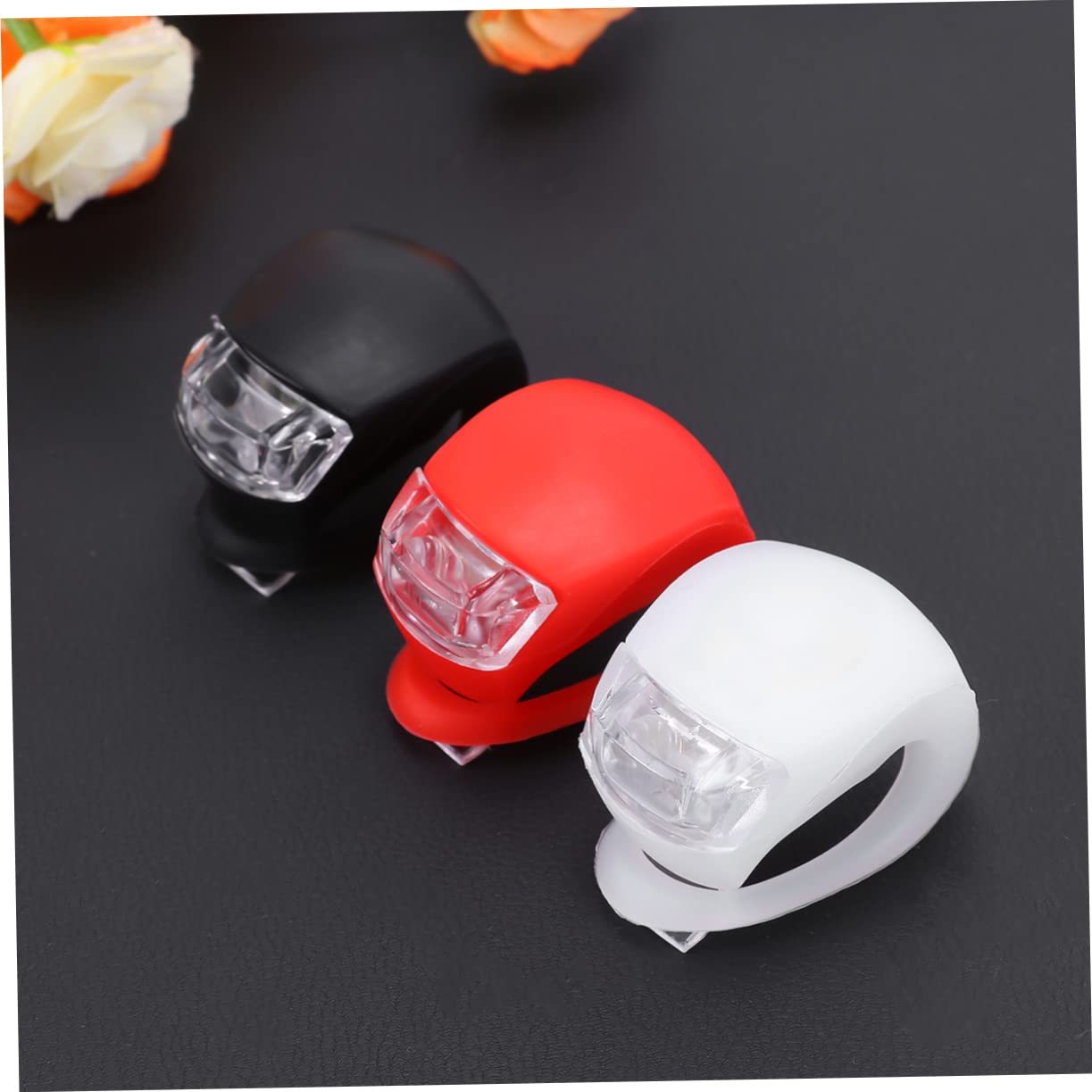 Abaodam 6Pcs Silicone Bike Light LED Front and Rear Flash Lamps Easy Installation for Night Riding Includes for Safety