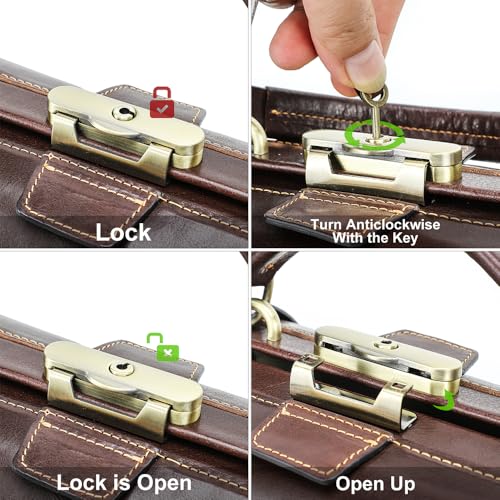 Image of CONTACTS Doctor Bag Purse for Women Luxury Leather Handbag with Lock Shoulder Bag Vintage Top Handle Bag