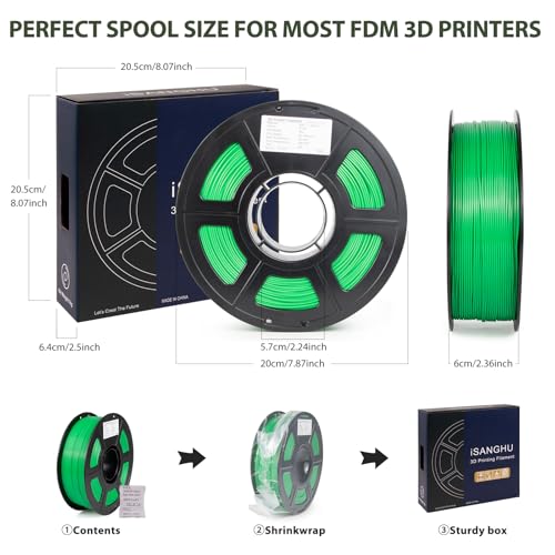 Image of ASA Filament 1.75mm, UV /Heat Resistant /Weather Resistant ASA 3D Printer Filament, Perfect for Printing Outdoor Functional Parts, Green Filament 1kg(2.2lbs) Spool