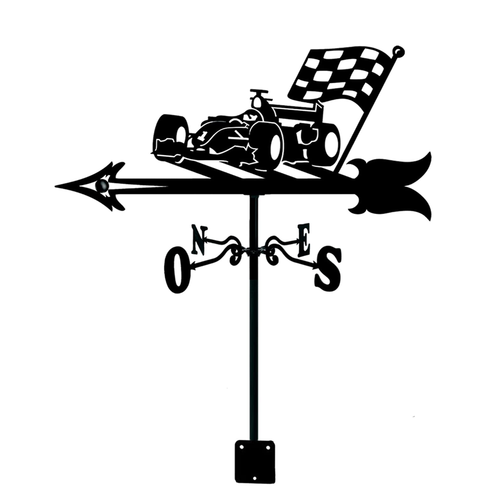 Black Weathervane Stainless Steel Wind Vane Decorative Weather Vane In Antique Style Garden Decoration Racing Car Weathercock Measuring Tool
