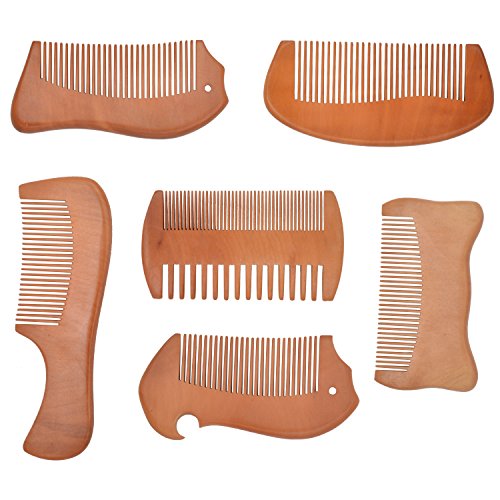 Wooden Beard Mustache Combs for Men, Pocket Wood Hair Combs for Whole Family (Comb Set of 6)
