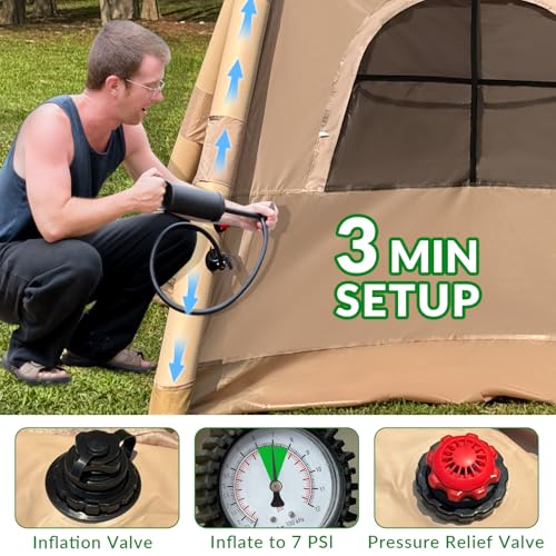 Carpa inflable para camping impermeable para 3 personas miniatura 4