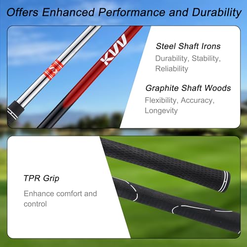 Image of KVV Men Complete Golf Clubs Set, 7 /11 Piece Full Golf Club Set with /Without Stand Bag, Right & Left Handed All Golf Clubs for Men Beginner