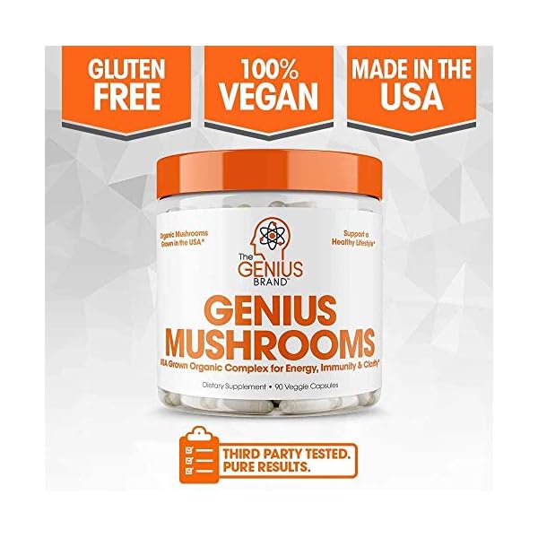 Genius-Mushroom--Lions-Mane-Cordyceps-and-Reishi--Immune-System-Booster-Nootropic-Brain-Supplement--Wellness-Formula-for-Natural-Energy-Stress-Relief-Memory-Liver-Support-90-Veggie-Pills Genius Mushroom - Lions Mane, Cordyceps and Reishi - Immune System Booster & Nootropic Brain Supplement - for Natural Energy, Memory & Liver Support, 90 Veggie Pills