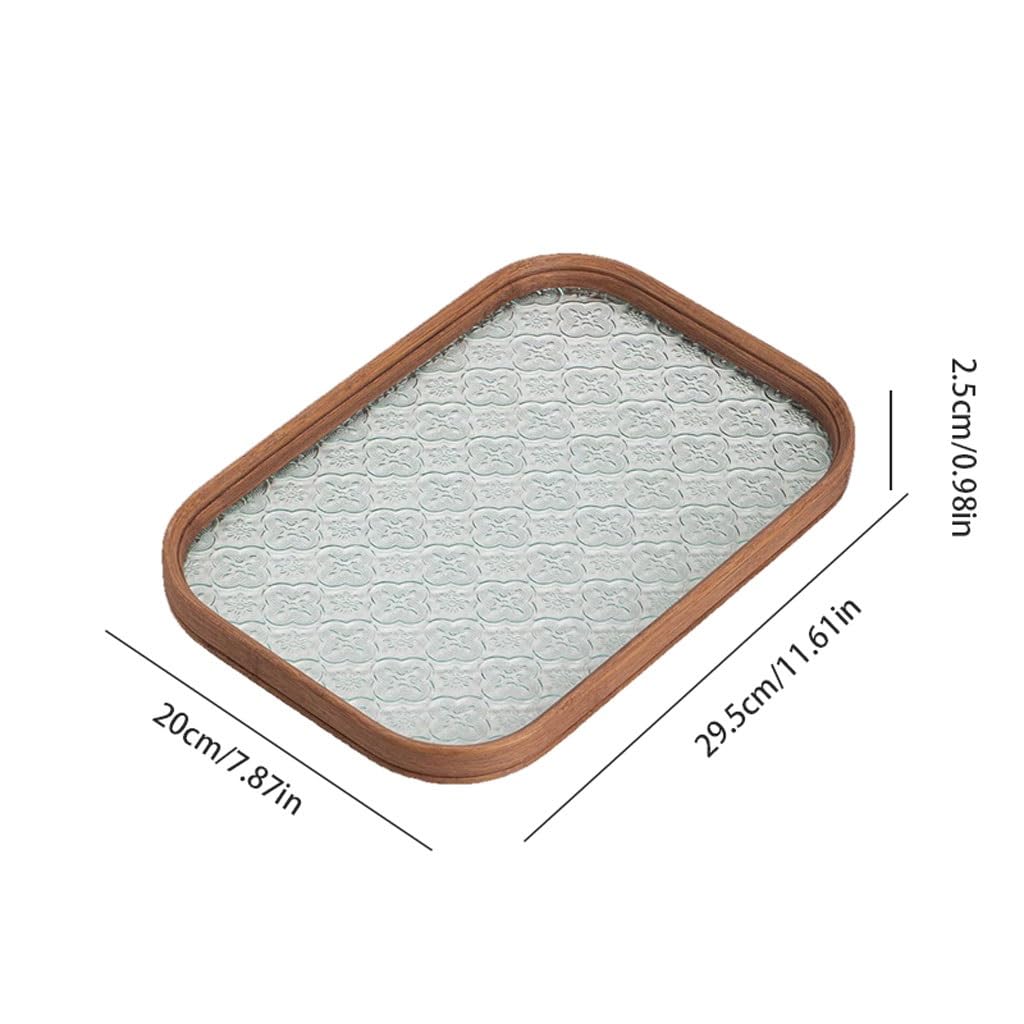 Bandeja para Servir té Chino de Vidrio con Forma de Manzana Silvestre, Ideal para el hogar, para la Tarde, para Preparar té en seco, para Comer en el Regazo (A)
