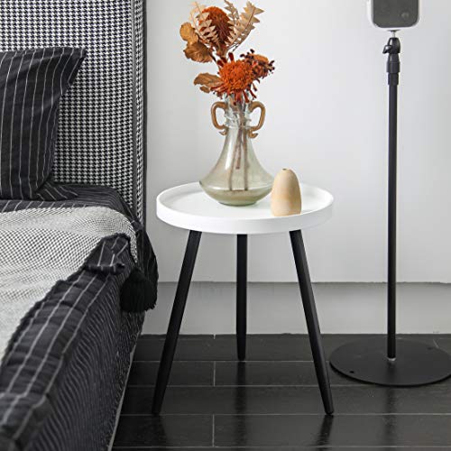 Table de chevet parfaite en bois blanc avec support doré stable et compact - 7