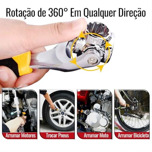 Chave 48 Em 1 Soquete Cabeça Giratória 360 graus Ferramenta Inglesa De Boca Multifuncional Magica Co