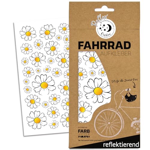 Farbviereck Reflektierende Gänseblümchen Fahrradaufkleber wetterfeste Blumen Sticker für Fahrrad Roller Kinderwagen & Helm R0017