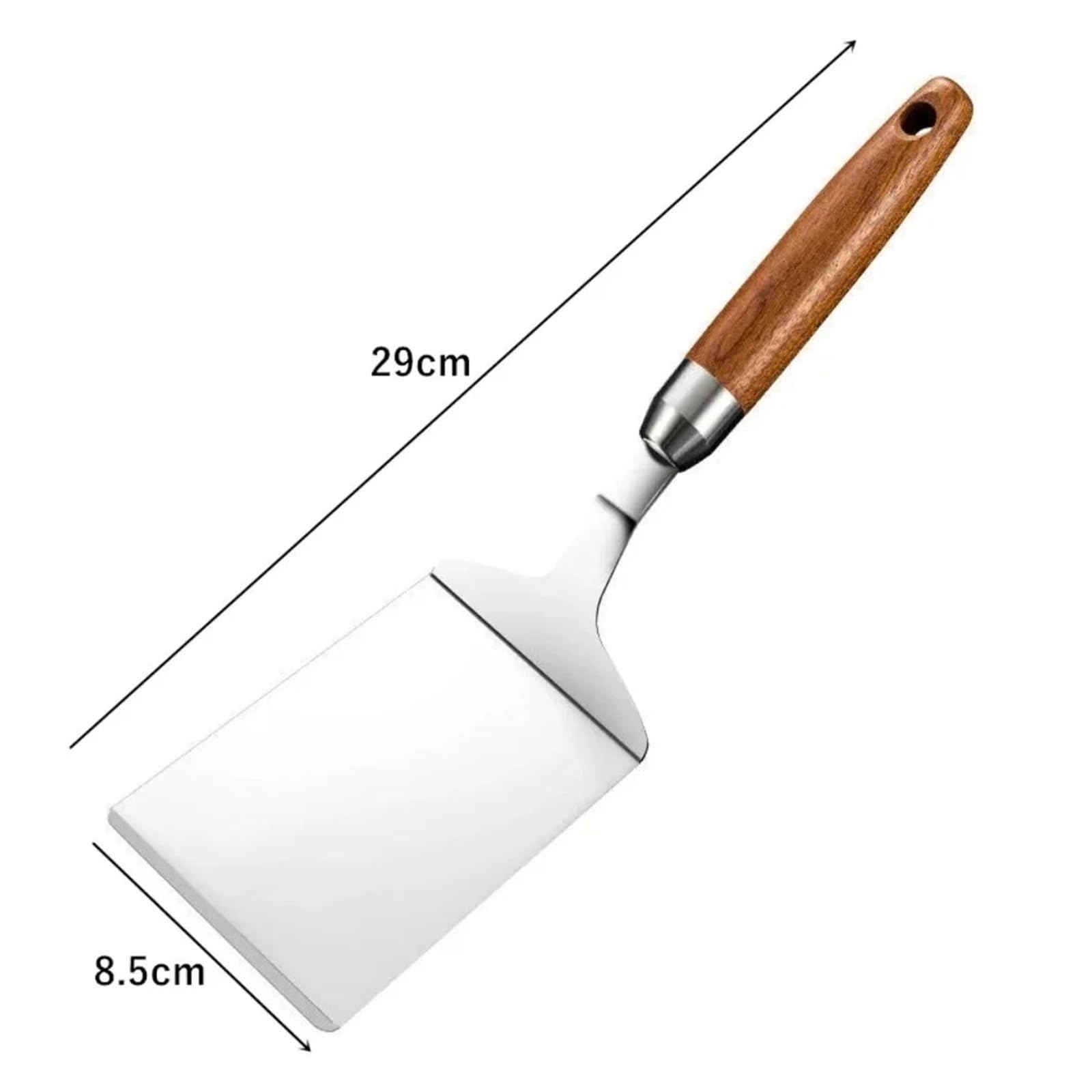Espátula de acero inoxidable con mango madera, plancha for carne for barbacoa, pastel pescado, hamburguesa