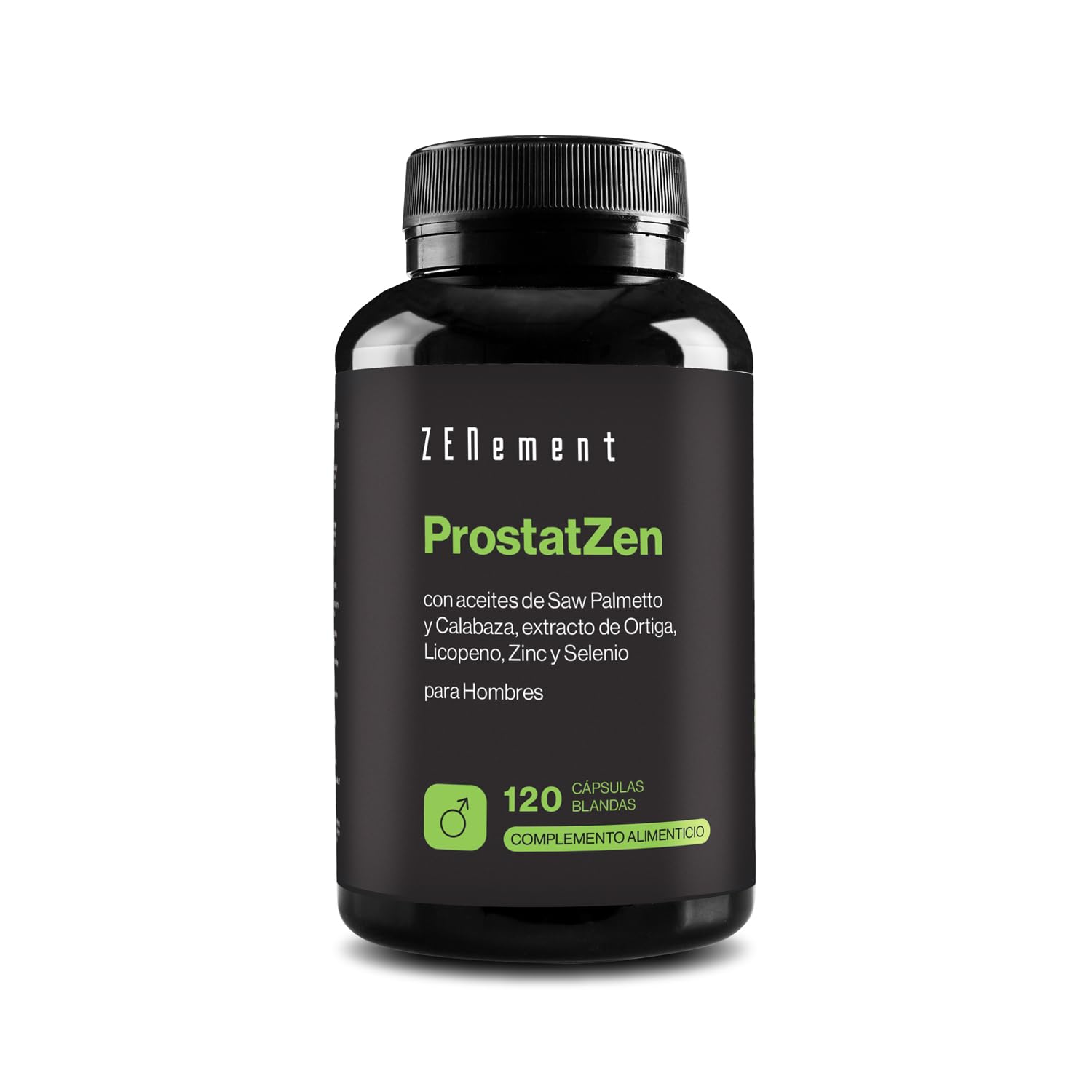 ProstatZen con Aceites de Saw Palmetto y Calabaza, Extracto de Ortiga, Licopeno, Zinc y Selenio - Fórmula en Sinergia para la Salud Masculina - 120 Cápsulas Blandas - Zenement