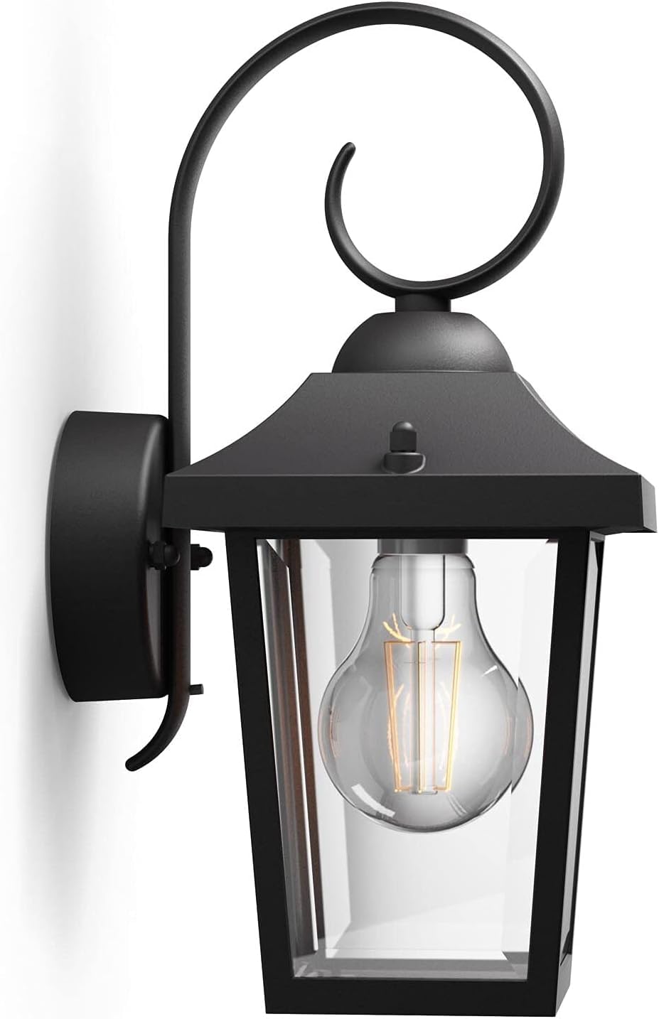 Philips Buzzard Outdoor Wall Light, IP44 Weather-Resistant, Durable, Aluminium, Classic Design, Black, E27 Bulb Sold Separately