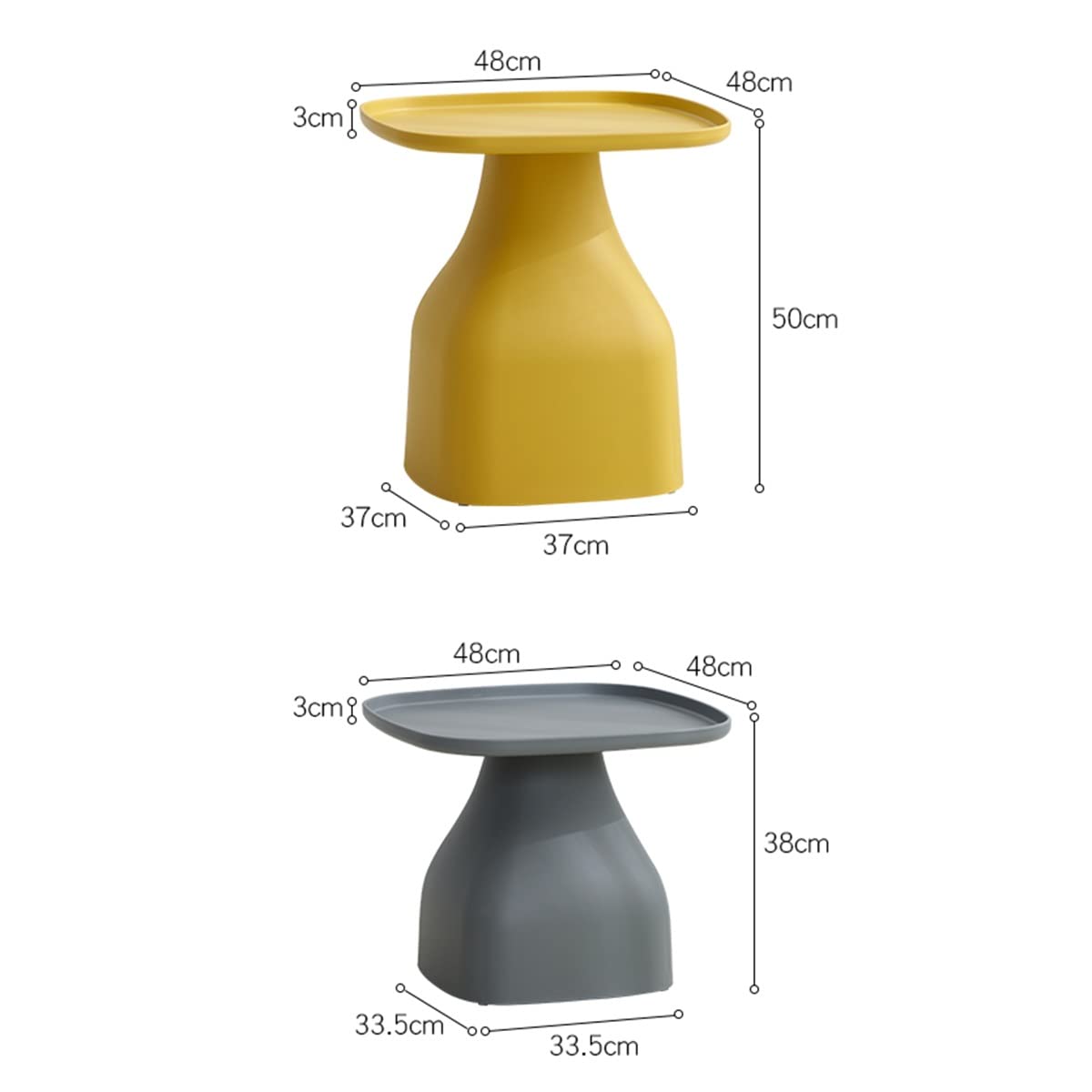 Tavolino Rotondo a Incastro per caffè, in plastica PP, Moderno e Contemporaneo, Set di 2 tavolini Laterali con poggiapiedi Antiscivolo per Soggiorno, Camera da Letto, Home Office
