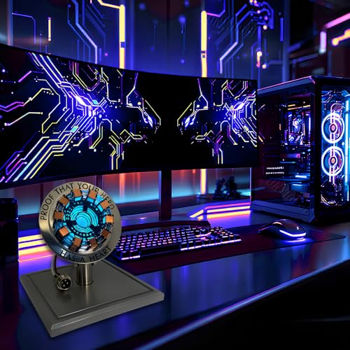 1:1 Modello Arc Reactor MK1 con LED, controllo tramite sensore di vibrazione, interfaccia USB, prodotto finito con scatola espositiva, giocattolo regalo (MK1) - Gadget - Immagine 6