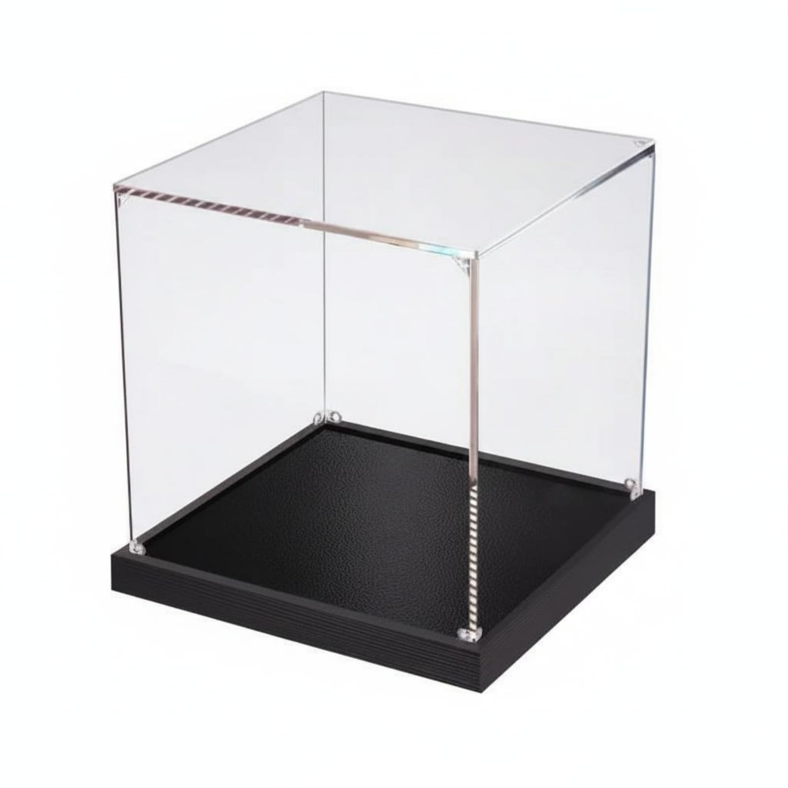 Vitrina Acrílica Caja Expositora Transparente Estuche Muestra Contenedor con Tapa Clara Sellada y Base de 20 Mm , 20x30 Cm Ancho X Largo , 60 Cm Alto , Base De Alambre Estirado
