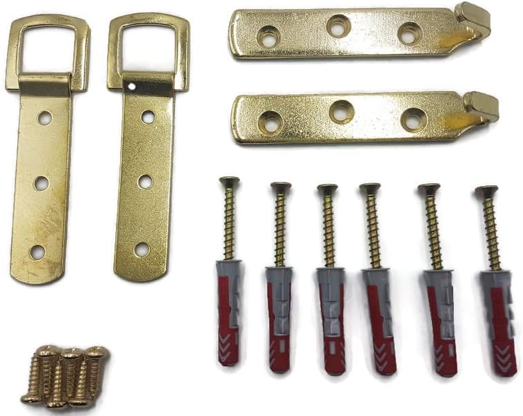 Heavy Duty Brass Plated Large Picture/Mirror Hanging kit - Plaster & Solid Walls - UP to 25KGS