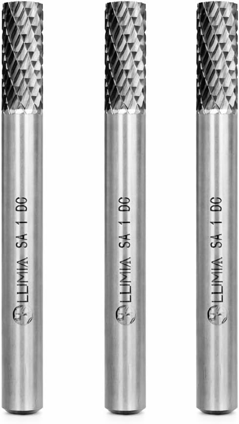 Tungsten Carbide Rotary Burr Cylindrical SA-1 Type, Double-Cut with 1/4" Shank Die Grinder Cutting Burrs Bit for Metal Working&more