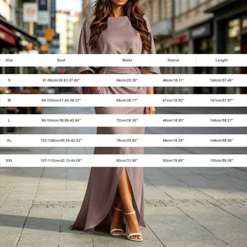 Women's Batwing Sleeve Maxi Dress Soft High Waist Evening Gown 2026 Red - image 6
