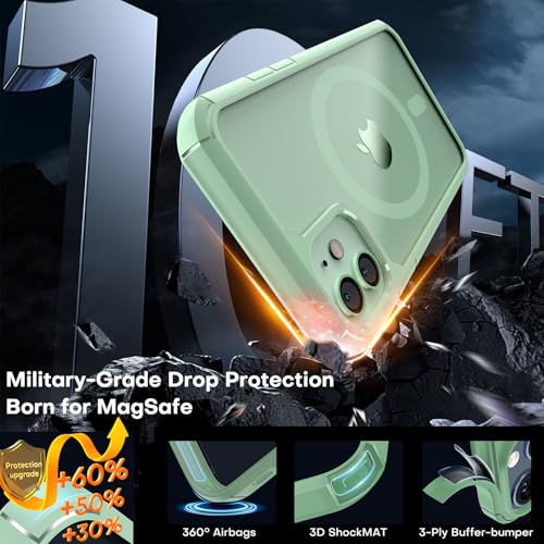 Image of TAURI for iPhone 11 Phone Case, Compatible with MagSafe, Green | with Screen Protector, Not-Yellowing Military-Grade Protection, Shockproof Slim Magnetic Case for iPhone 11