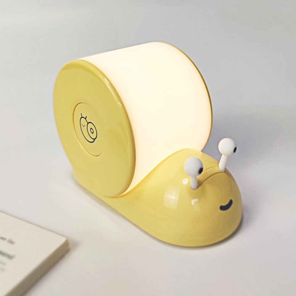 FocRelaxer Snail Night Light with Magnetic Base,Kids Snail Shape Cute Desk Lamp for Bedroom,Baby Night Light for Breastfeeding,Bedside Lamp for Baby Kids Teens Teenage Girls Boys Nursery Room,Yellow - Image 2