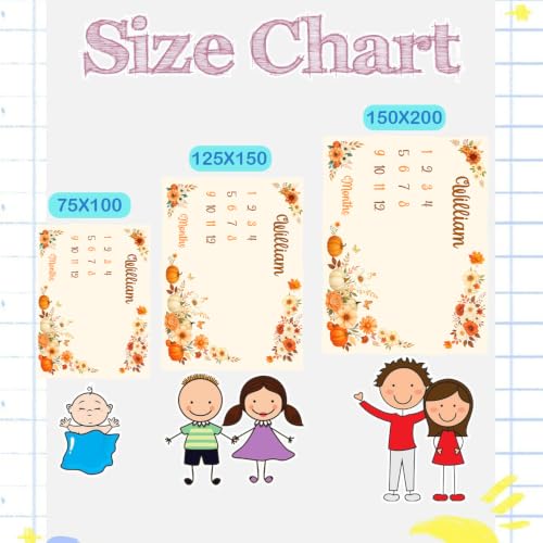 Image of OLIVE OLIVIA Personalized Monthly Baby Milestone Blanket,60 inchx80 inch | Baby Months Blanket, Perfect Custom Newborn Gifts With Star Frame