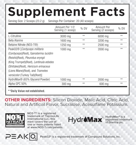 Image of Core Nutritionals Pump Full-Spectrum Non-Stimulant Pre-Workout, with N03T Nitrate, Peak02, Alpha GPC, for Maximum Pump, Strength, and Performance 20 Servings (Cherry Burst)