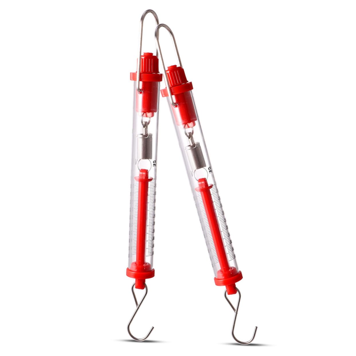 FUNOMOCYA Spring Dynamometer 2pcs Plastic Spring Scale with Hanging Ring Hook Analog Scale for School Laboratory Random Color
