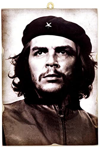 KUSTOM ART Tableau à carreaux style vintage Che Guevara Impression de collection sur bois 18 x 25 cm.