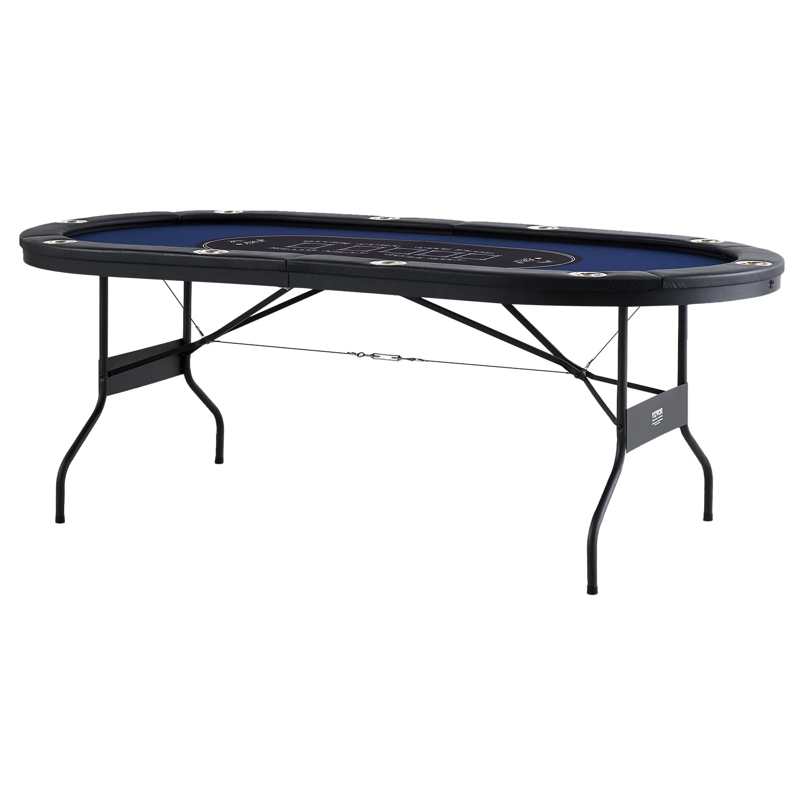 VEVOR Casino Pokertisch Klappbar 2140 x 1070 x 760 mm Schwarz Blau für 10 Spieler mit Staubschutzhülle