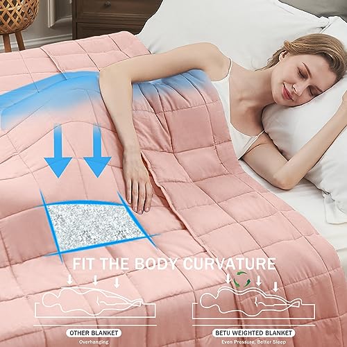 Pink Weighted Blanket for Adults 12lbs, 48"x72", Twin Full Size Cooling Heavy Throw Blanket for 110-130lbs, Microfiber Soft Thick Big Blankets Weighted Comforter Gift for Sleeping