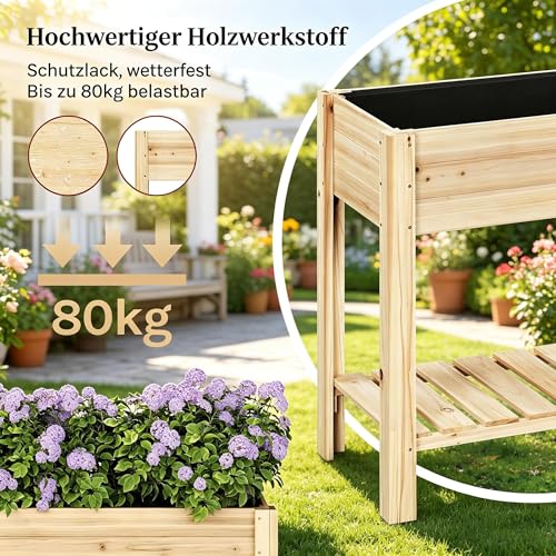 Jardinera de madera para hierbas y verduras con espacio de almacenaje 6