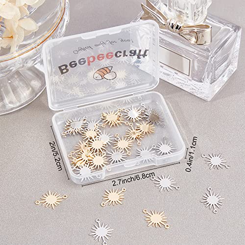 Beebeecraft 40Pcs 2 Colors Sun Link Connector Charms 14K Gold & Platinum Plated Brass 2-Hole Pendant For Diy Bracelet Necklace Earring Jewelry Making #TOP6