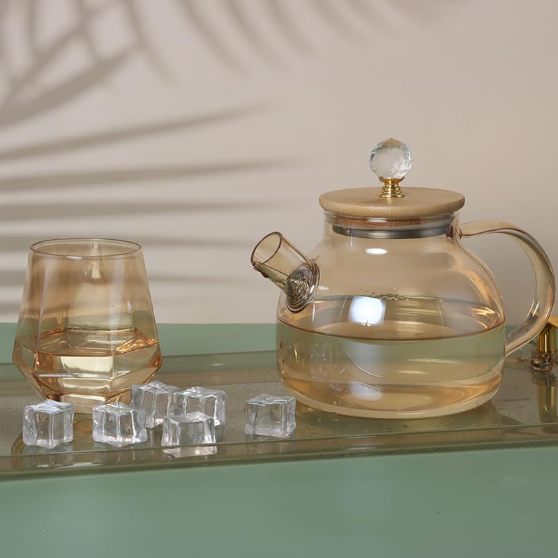 Avastro 1L/1L New Big Transparent Borosilicate Glass Teapot Heat-Resistant Clear Tea Pot Flower Tea Set Puer Kettle Office Home Tool Pack of 1 1