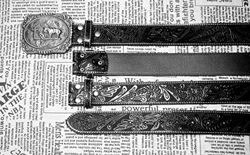 Moranse Belts With Religion Cross Cowboy Kneeling Prayer Buckle,Genuine Cow Leather,Classic and Retro Pattern Fashion Designs3