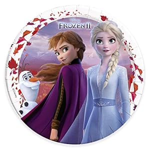 Procos 91125 Disney Frozen Partyborden, 2, 8 stuks, diameter 23 cm, Anna, Elsa en Olaf, de ijskoningin, kartonnen borden…