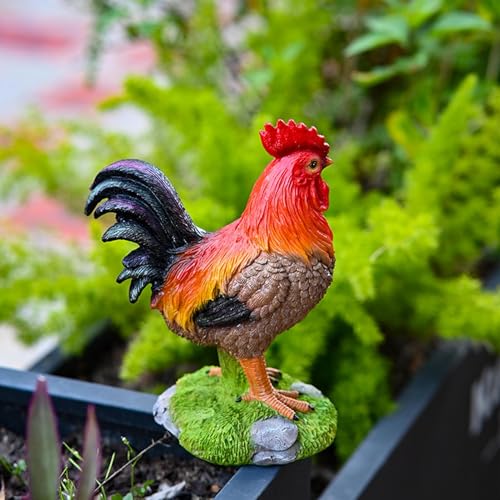 Coq de jardin sculpture décorative en résine pour maison et extérieur