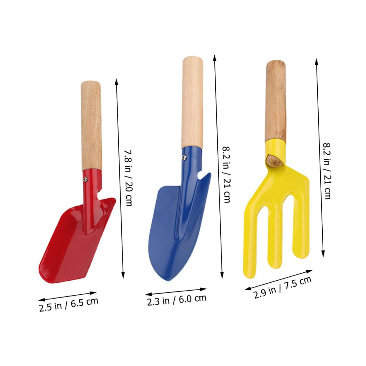 VICASKY 3pcs Assorted Garden Shovels Spade Set Metal Shovel Wooden Handle for Gardening Work