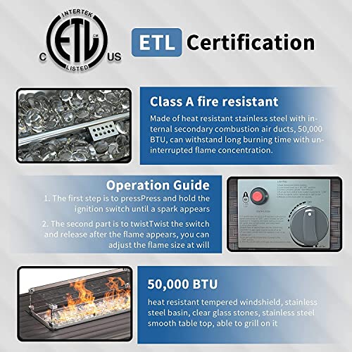 Halmuz 8 Piece Outdoor Patio Furniture With 55000 Btu Propane Fire Pit Table, Pe Wicker Rattan Outdoor Sofa Conversation Set,Sectional Furniture Patio Set W/Tempered Glass Top Table&Gas Fire Pit(Sand) #TOP7