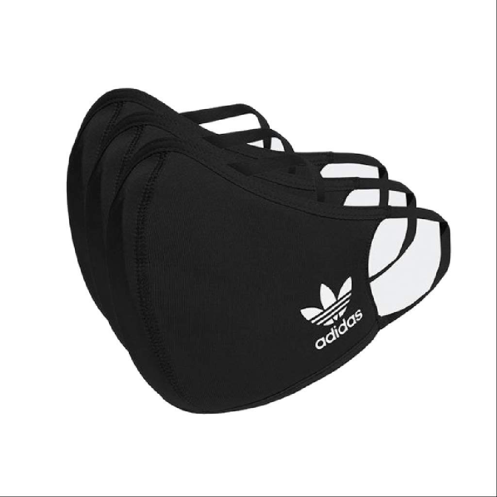 adidas Originals Standard Face Covers 3-Pack, Black/White, Medium/Large
