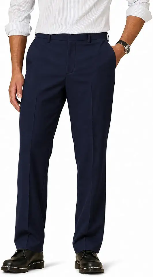 Men's Tailored Straight-Leg Trousers for Formal Occasions Daily Styling Café Meetups Urban Errands, Blue, X-Large