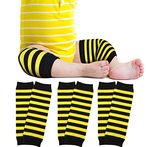 3 Pairs Halloween Toddler Leg Warmers Bee Black and Yellow Stripe Leg Warmers for Baby and Toddler