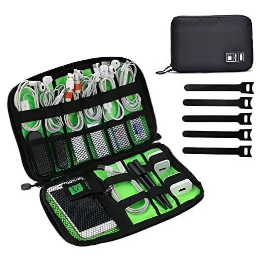 JamBer Bolso de Transporte y Organizador de Accesorios electrónicos de con Brida para Cables y asa, Organizador de Viaje de Accesorios electrónicos universales, Funda para Disco Duro