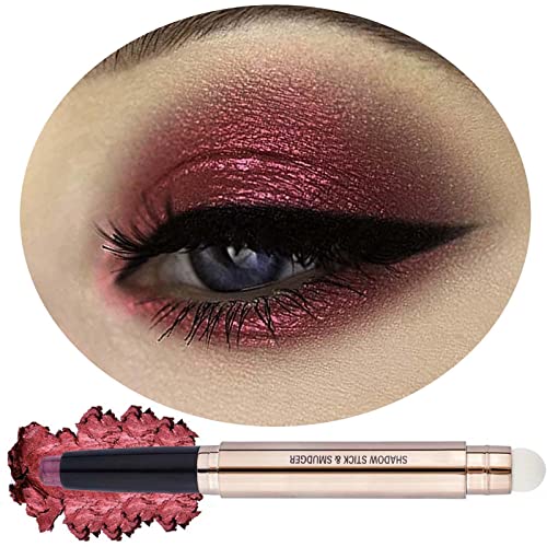 Red Eyeshadow Stick For Eye Makeup, Cream Smooth Shimmer Glitter Pink Matte Single Eyeshadow Pencil, Hypoallergenic Waterproof Long Lasting Eye Shadow Eyeliner Pen, Multi-Dimensional Eyes Look (09 # Romantic Red Shimmer) #TOP2