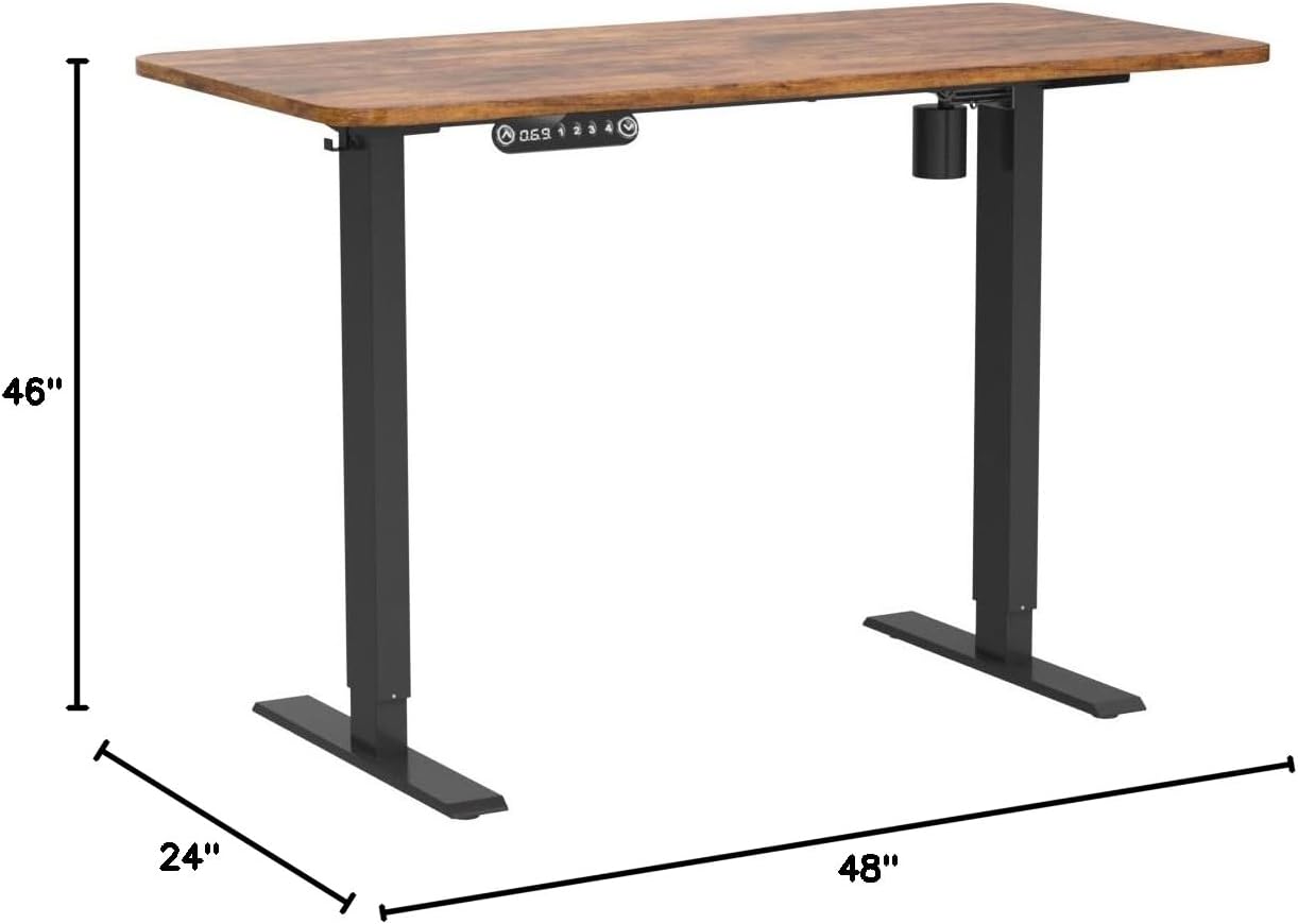 Diagram showing the dimensions of the farexon Electric Standing Desk: 48 inches width, 24 inches depth, and adjustable height up to 46 inches.