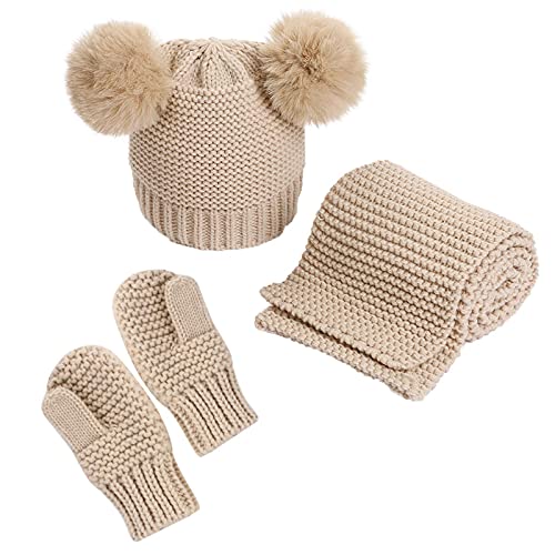 Conjunto de luvas para cachecol e chapéu de bebê, gorro quente para inverno, luvas para aquecer o pe
