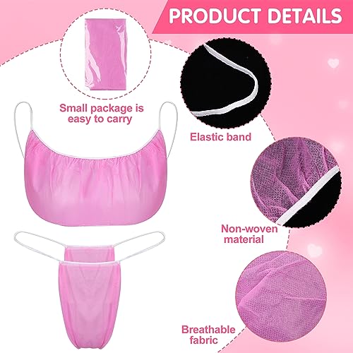 100Pcs Disposable Bra and Panties Women Disposable Bikini T Thong and Bra Spa Underwear for Spa Massage Spray Tanning3